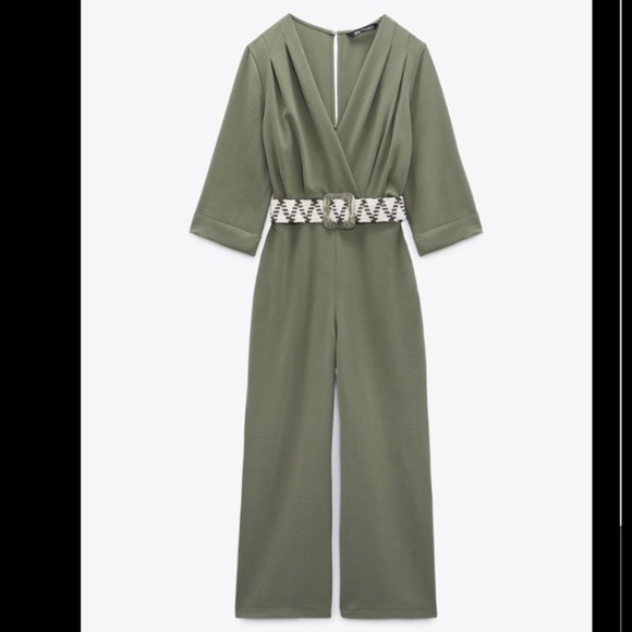 💚 Zara Long Belted Jumpsuit – Size M NWT - Picture 6 of 7